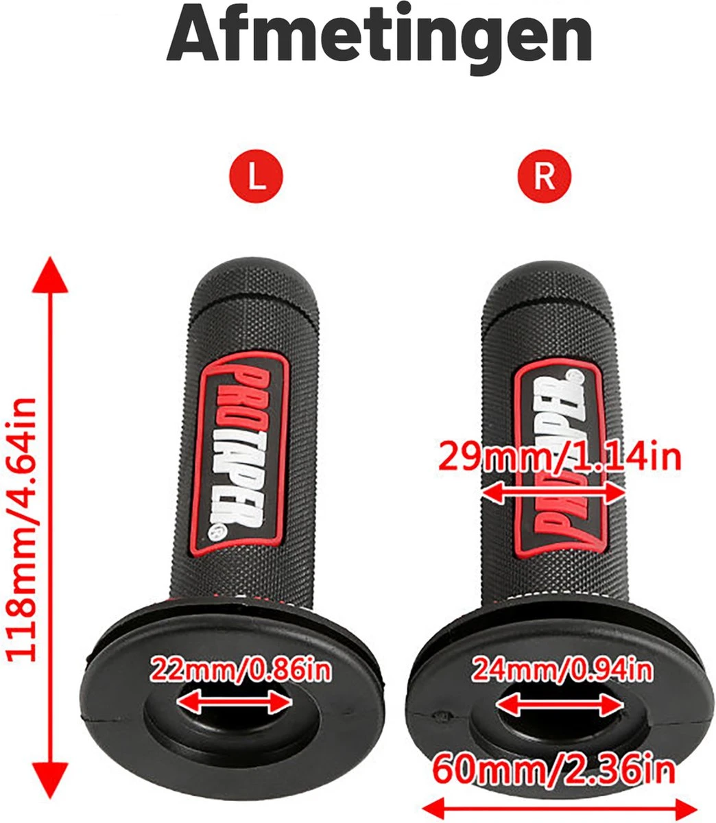 Handvatten ProTaper - Zwart/Rood - Scooter & Motor Accessoires - Universeel - Piaggio & Vespa & Motor Handvaten 8 Handvatten ProTaper - Zwart/Rood - Scooter & Motor Accessoires - Universeel - Piaggio & Vespa & Motor Handvaten - Afbeelding 6