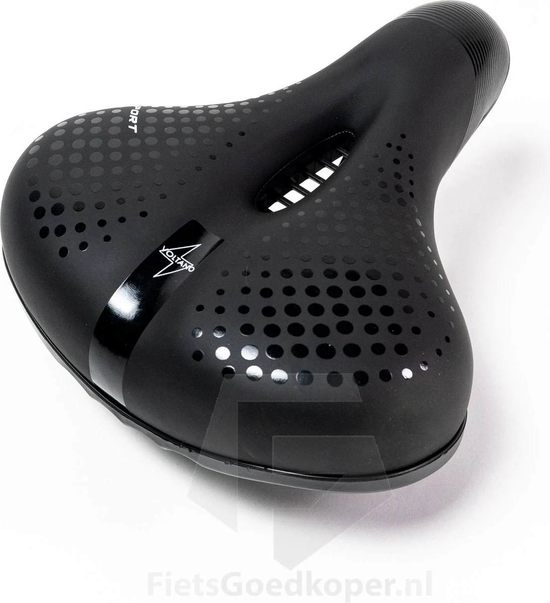 Voltano Pro Gel Fietszadel – Met Uitsparing – Zwart – Unisex - Inclusief Zadelstrop - Ergonomisch Gevormd - Elastomeer Vering 6 Voltano Pro Gel Fietszadel – Met Uitsparing – Zwart – Unisex - Inclusief Zadelstrop - Ergonomisch Gevormd - Elastomeer Vering - Afbeelding 4