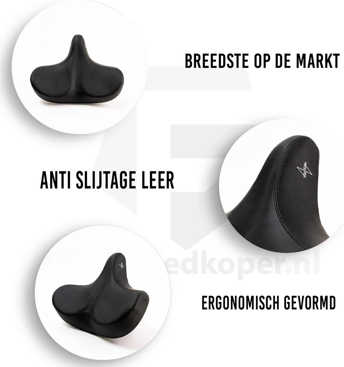 Voltano City XXXL Fietszadel – Unisex Extra Breed Fietszadel – Tegen Zadelpijn – 100% Waterdicht – Incl. Gratis Zadelstrop - Zwart 4 Voltano City XXXL Fietszadel – Unisex Extra Breed Fietszadel – Tegen Zadelpijn – 100% Waterdicht – Incl. Gratis Zadelstrop - Zwart - Afbeelding 2