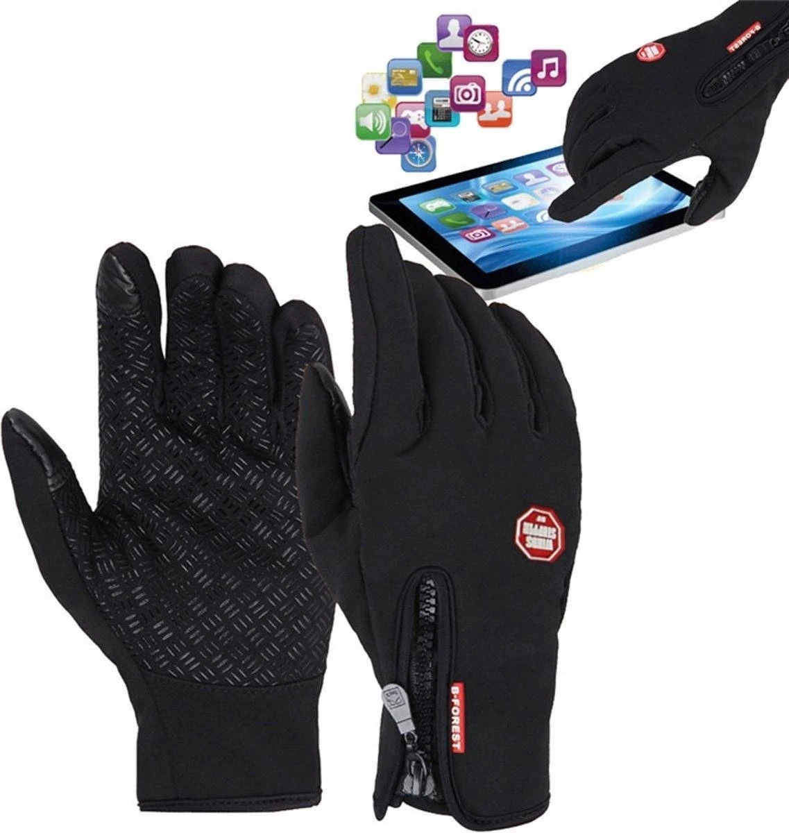Fietshandschoenen Winter Met Touch Tip Gloves - Anti-Slip - Touchscreen Sport Handschoenen - Dames / Heren - Zwart - Small 3 Fietshandschoenen Winter Met Touch Tip Gloves - Anti-Slip - Touchscreen Sport Handschoenen - Dames / Heren - Zwart - Small