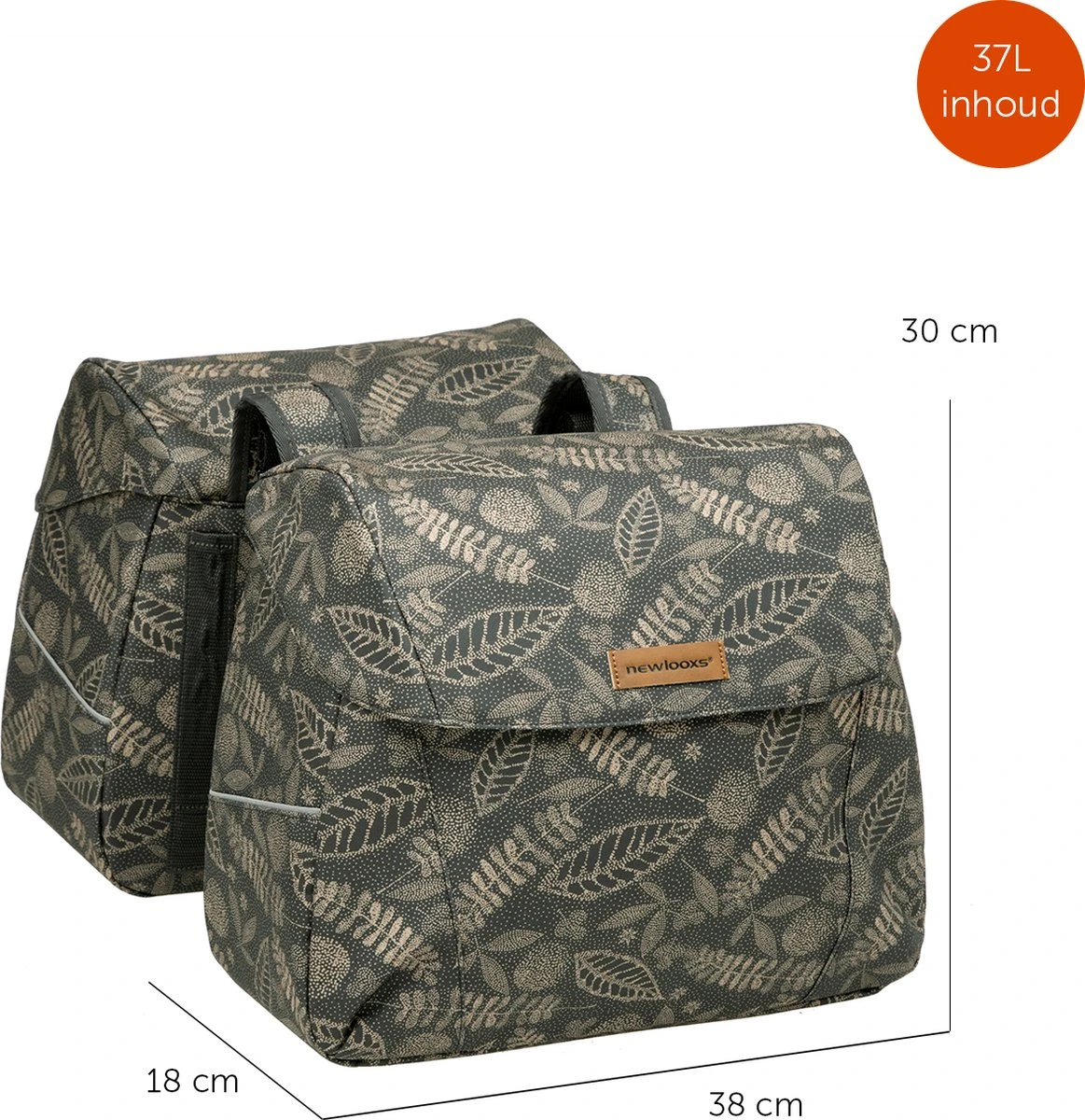 New Looxs Forest Joli Dubbele Fietstas - 37 Liter - Antraciet 6 New Looxs Forest Joli Dubbele Fietstas - 37 Liter - Antraciet - Afbeelding 4