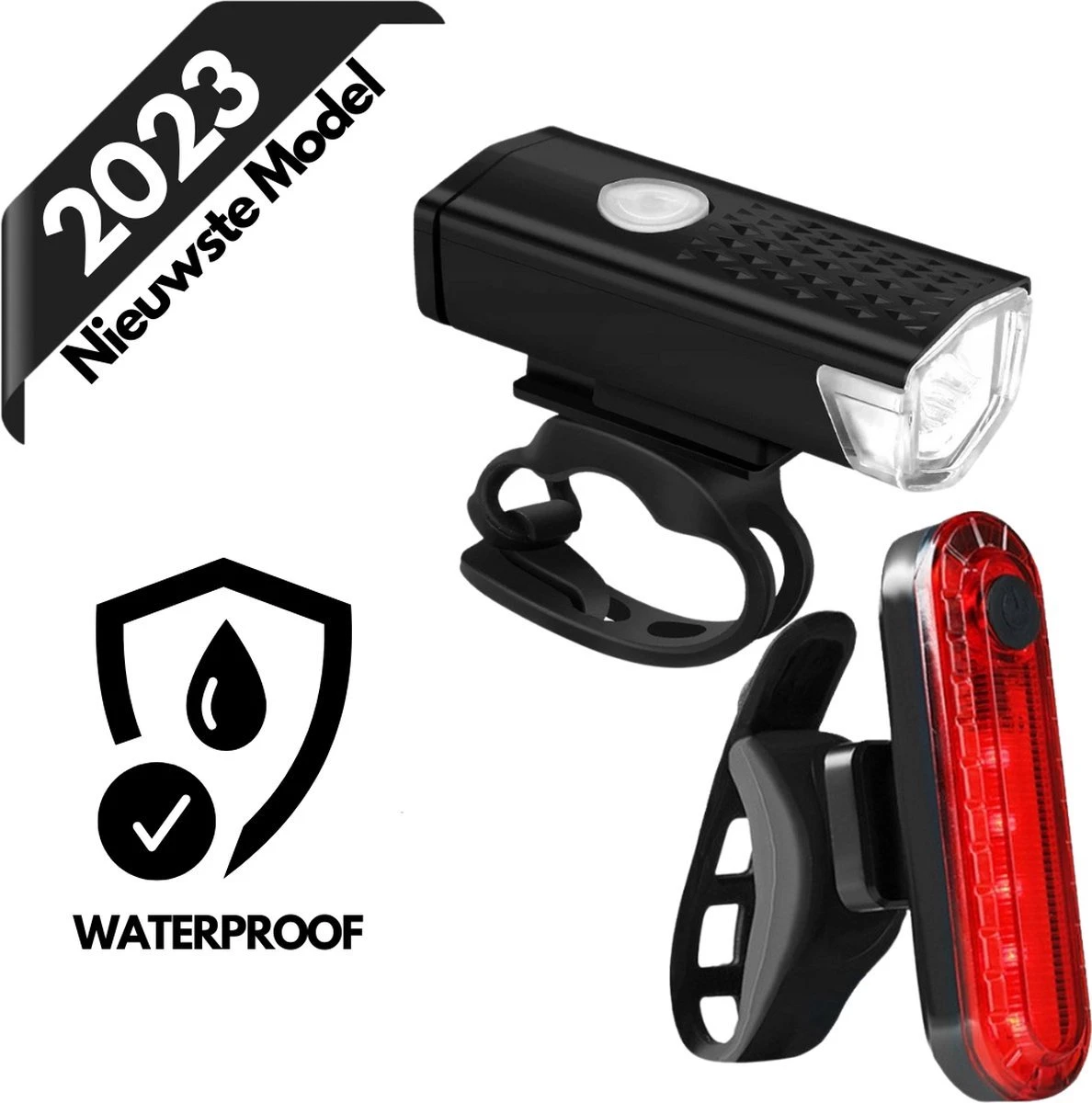Merkloos LED Fietsverlichting Set - Fietslamp USB Oplaadbaar - Fietslampjes Voorlicht & Achterlicht - Nederlandse Handleiding - Waterdicht – Zwart 3 Merkloos LED Fietsverlichting Set - Fietslamp USB Oplaadbaar - Fietslampjes Voorlicht & Achterlicht - Nederlandse Handleiding - Waterdicht – Zwart