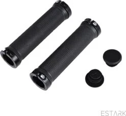 ESTARK® - Fietshandvatten - Lock-On - Handvatten - Universeel - Fiets – Mountainbike – Professioneel - Grips - Extra Grip – Fietshandvaten -Handvaten - Handig Te Monteren - Anti-slip – Fietsen – Stuur – Bikegrips – Lock-on Aanspanbaar - Zwart - LO-zw -BOl Winkel 1200x1108