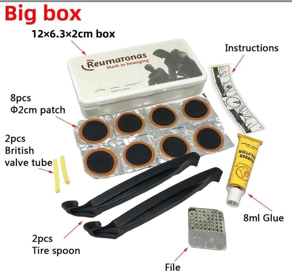 Fiets Reparatieset - Banden Plak Set Fiets - Multitool Fiets Gereedschap - Bandenreparatie- Reparatiedoos - Fietsband Reparatie 3 Fiets Reparatieset - Banden Plak Set Fiets - Multitool Fiets Gereedschap - Bandenreparatie- Reparatiedoos - Fietsband Reparatie