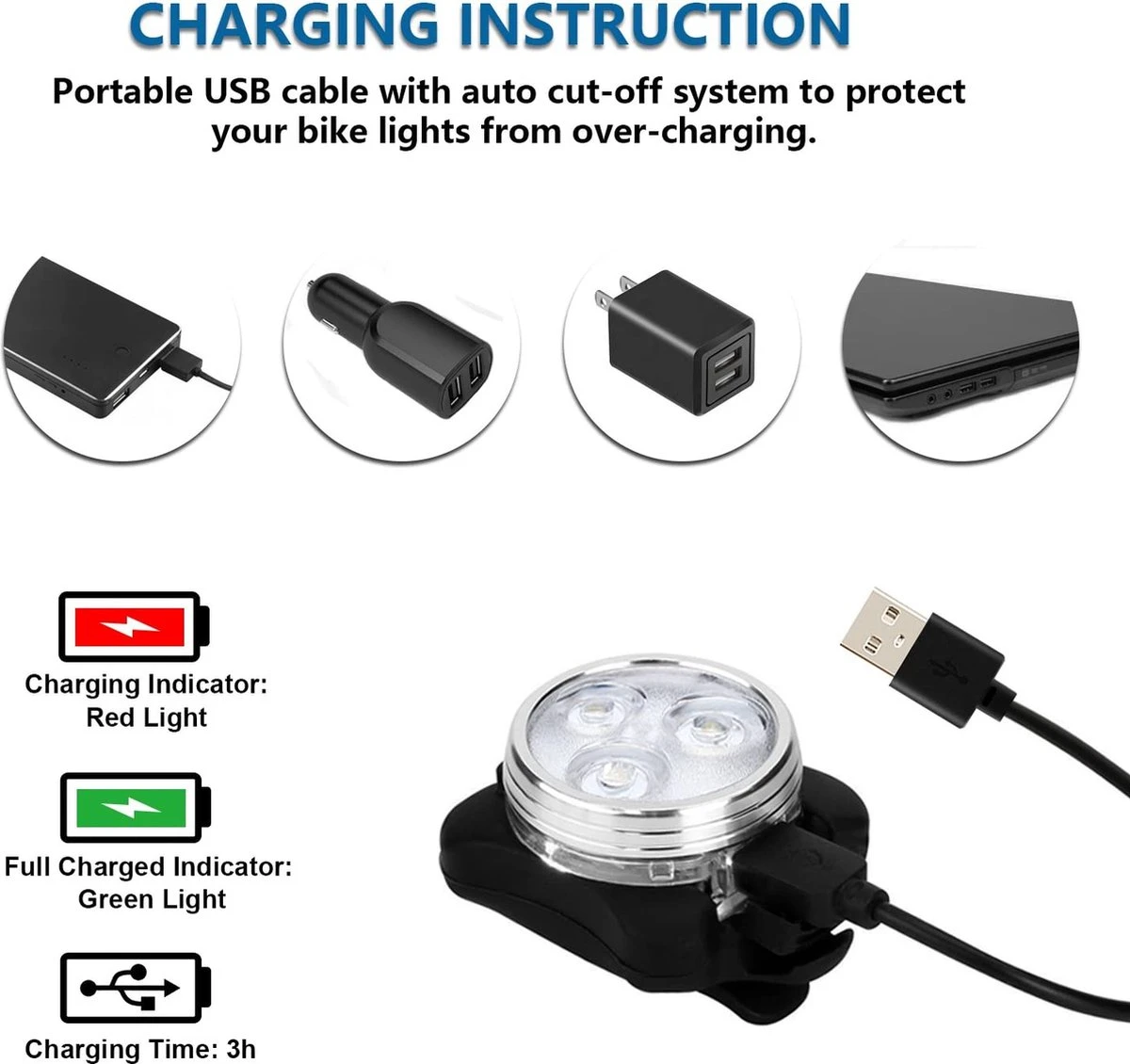 BOTC Fietsverlichting USB Oplaadbaar - Oplaadbare USB Led Fietslamp - Voorlicht & Achterlicht - Waterdicht 5 BOTC Fietsverlichting USB Oplaadbaar - Oplaadbare USB Led Fietslamp - Voorlicht & Achterlicht - Waterdicht - Afbeelding 3