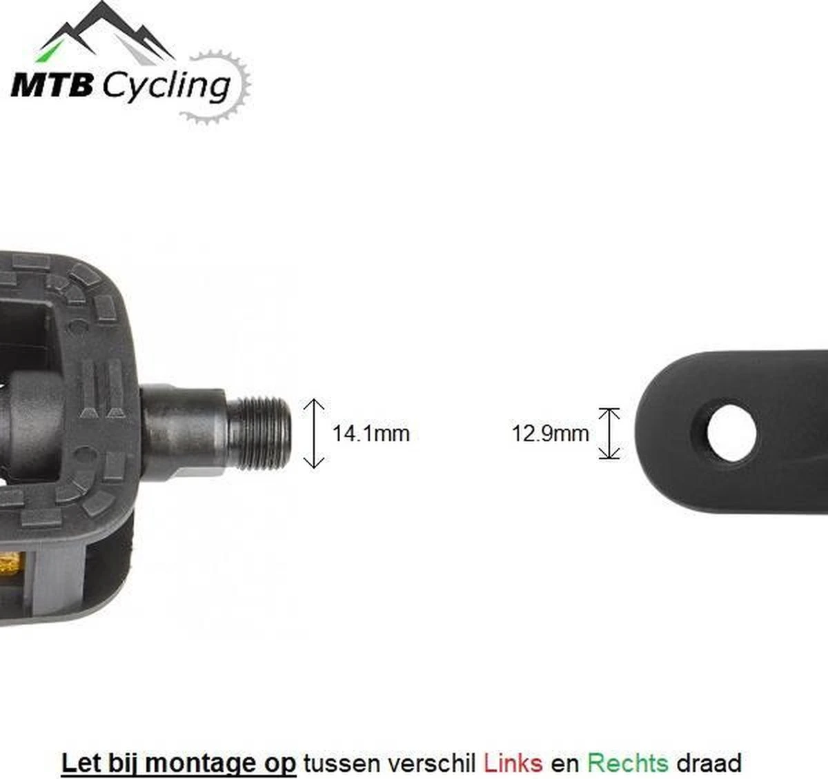 Fiets Pedalen - Anti Slip - Trappers Voor Fiets Met Reflector - 14.2mm Schroefdraad - 9/16 Inch -Zwart 8 Fiets Pedalen - Anti Slip - Trappers Voor Fiets Met Reflector - 14.2mm Schroefdraad - 9/16 Inch -Zwart - Afbeelding 6