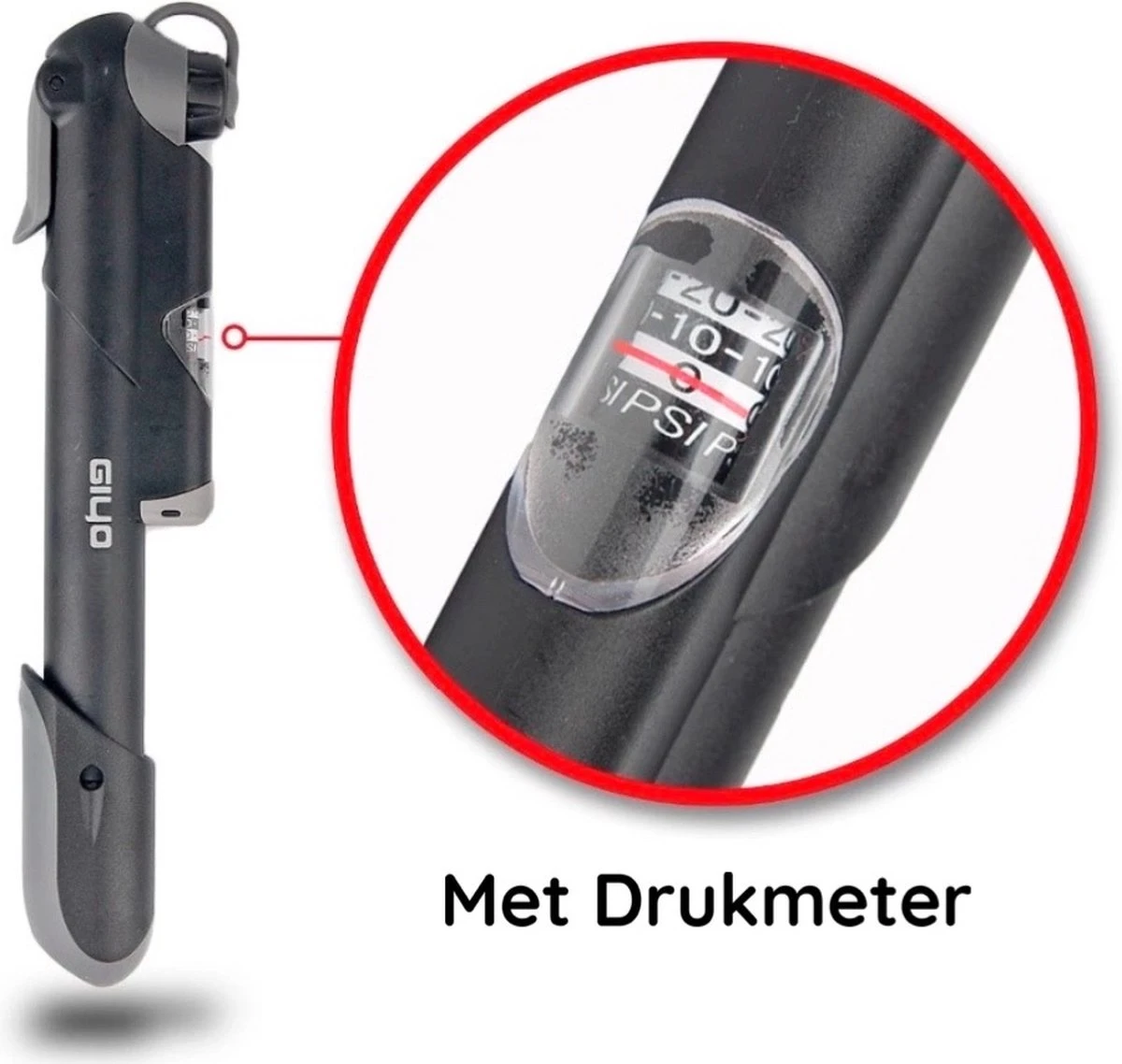 Giyo Fietspomp Mini - Fietspomp Met Drukmeter - Pomp Fiets Mini - 8.3 Bar - Inclusief Naaldventiel En Fietsbandreparatieset 4 Giyo Fietspomp Mini - Fietspomp Met Drukmeter - Pomp Fiets Mini - 8.3 Bar - Inclusief Naaldventiel En Fietsbandreparatieset - Afbeelding 2