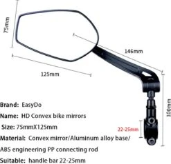 EasyDo Fietsspiegel Ebike Incl Grote Kijkhoek - Achteruitkijkspiegel - Links - 360º Verstelbaar - Multifunctioneel - Incl Inbussleutel -BOl Winkel 1200x1156 5