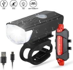 Merkloos Fietsverlichting Usb Oplaadbaar - LED - Lampen Set - Voor & Achter - Mountainbike - Racefiets - Fiets