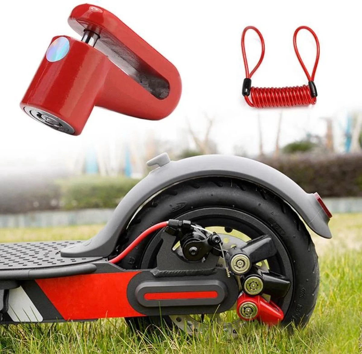 Schijfremslot Motor / Scooter / Elektrische Step / Fiets, Remschijfslot Met Reminder Kabel En Houder, Slotpin 5.5mm, Merk Profitect 6 Schijfremslot Motor / Scooter / Elektrische Step / Fiets, Remschijfslot Met Reminder Kabel En Houder, Slotpin 5.5mm, Merk Profitect - Afbeelding 4