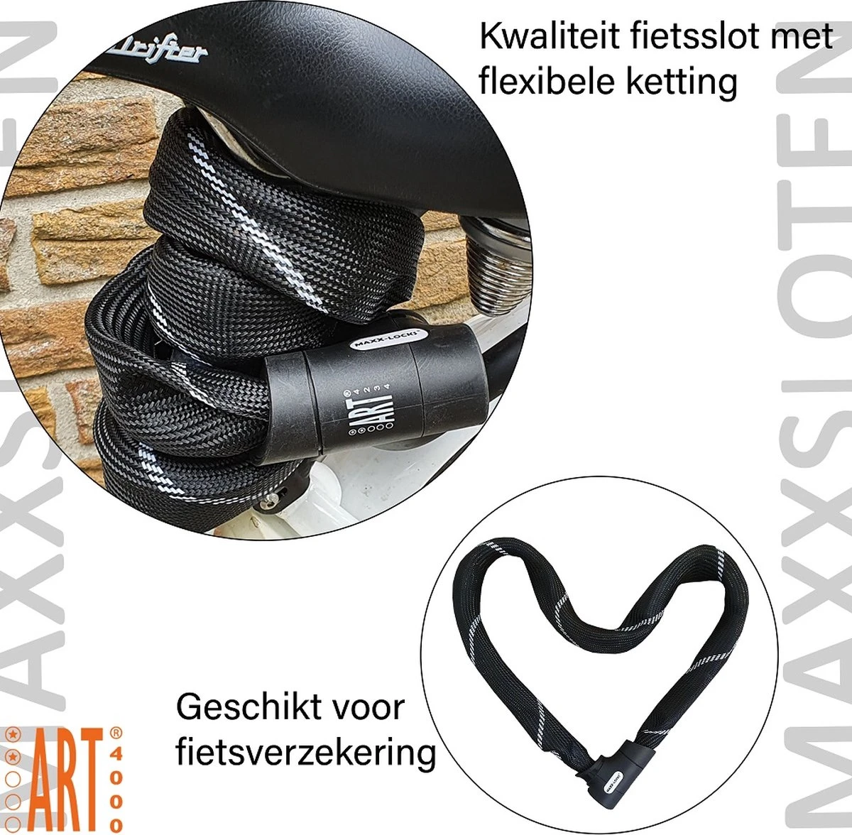 Maxx-Locks Twizel Fietsslot ART 2 | 140 Cm Kettingslot | Gehard Staal | Zwart | Slot E-Bike / Fiets 10 Maxx-Locks Twizel Fietsslot ART 2 | 140 Cm Kettingslot | Gehard Staal | Zwart | Slot E-Bike / Fiets - Afbeelding 8
