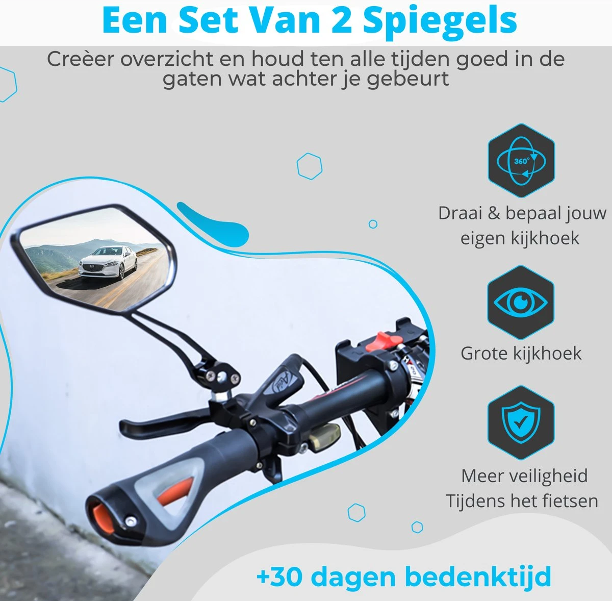 NueNext Fietsspiegel Ebike 2 Stuks – Achteruitkijk Spiegel Op Stuur – Multi-verstelbaar – 360 Rotatie - Speed-pedelec 8 NueNext Fietsspiegel Ebike 2 Stuks – Achteruitkijk Spiegel Op Stuur – Multi-verstelbaar – 360 Rotatie - Speed-pedelec - Afbeelding 6