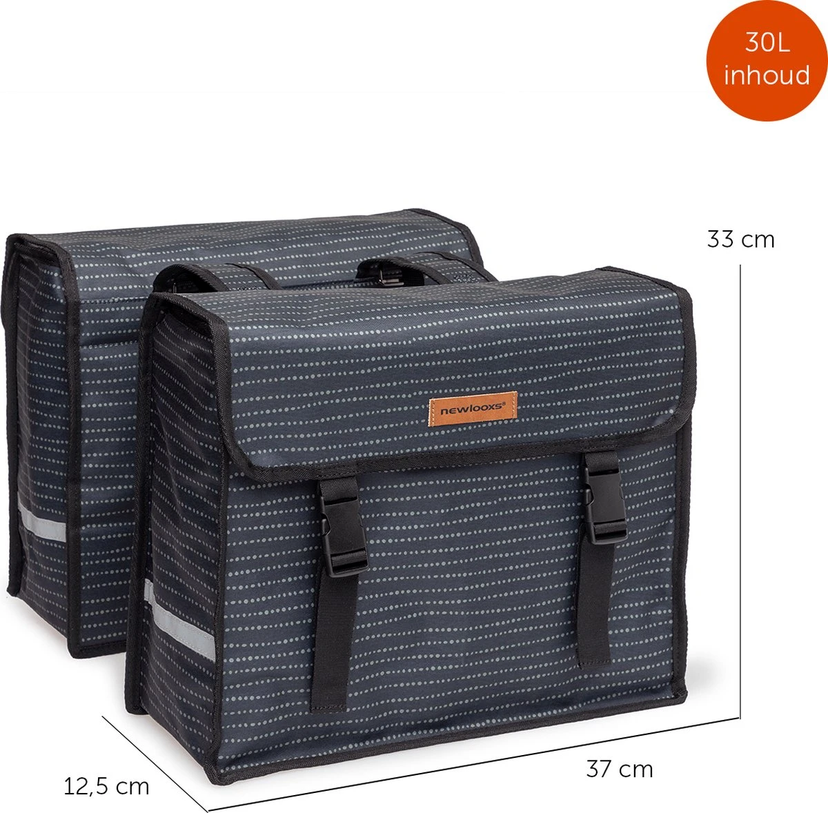 New Looxs Fiori Double Nomi Dubbele Fietstas - 30 Liter - Zwart 5 New Looxs Fiori Double Nomi Dubbele Fietstas - 30 Liter - Zwart - Afbeelding 3