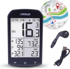 Cycplus® Draadloze & Waterbestendige Fietscomputer - Datavisualisatie D.m.v Bluetooth - Fiets GPS - Extra Groot Scherm - Zwart