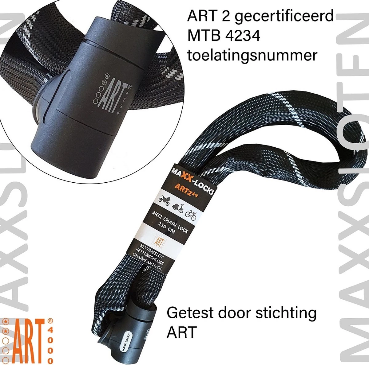 Maxx-Locks Twizel Fietsslot ART 2 | 140 Cm Kettingslot | Gehard Staal | Zwart | Slot E-Bike / Fiets 8 Maxx-Locks Twizel Fietsslot ART 2 | 140 Cm Kettingslot | Gehard Staal | Zwart | Slot E-Bike / Fiets - Afbeelding 6