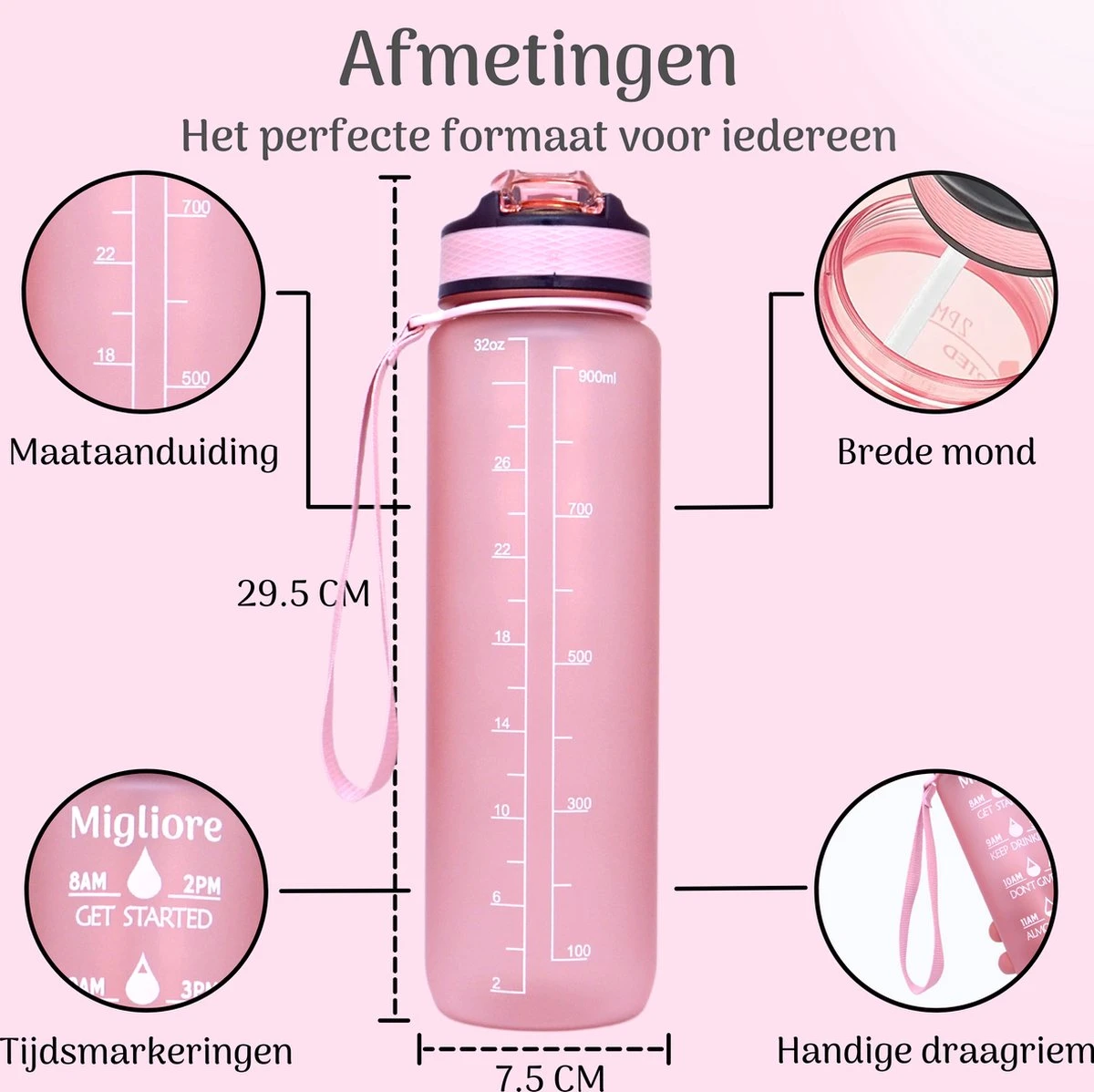 Migliore - Bidon 1 Liter - Met Rietje - BPA Vrij - Sport - Ook In 600 Ml En 2 Liter 7 Migliore - Bidon 1 Liter - Met Rietje - BPA Vrij - Sport - Ook In 600 Ml En 2 Liter - Afbeelding 5