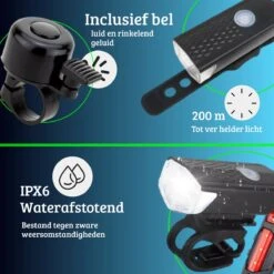 Quled Fietsverlichting USB Oplaadbaar - Oplaadbare USB Led Fietslamp - Voorlicht & Achterlicht - Waterdicht -BOl Winkel 1200x1200 163