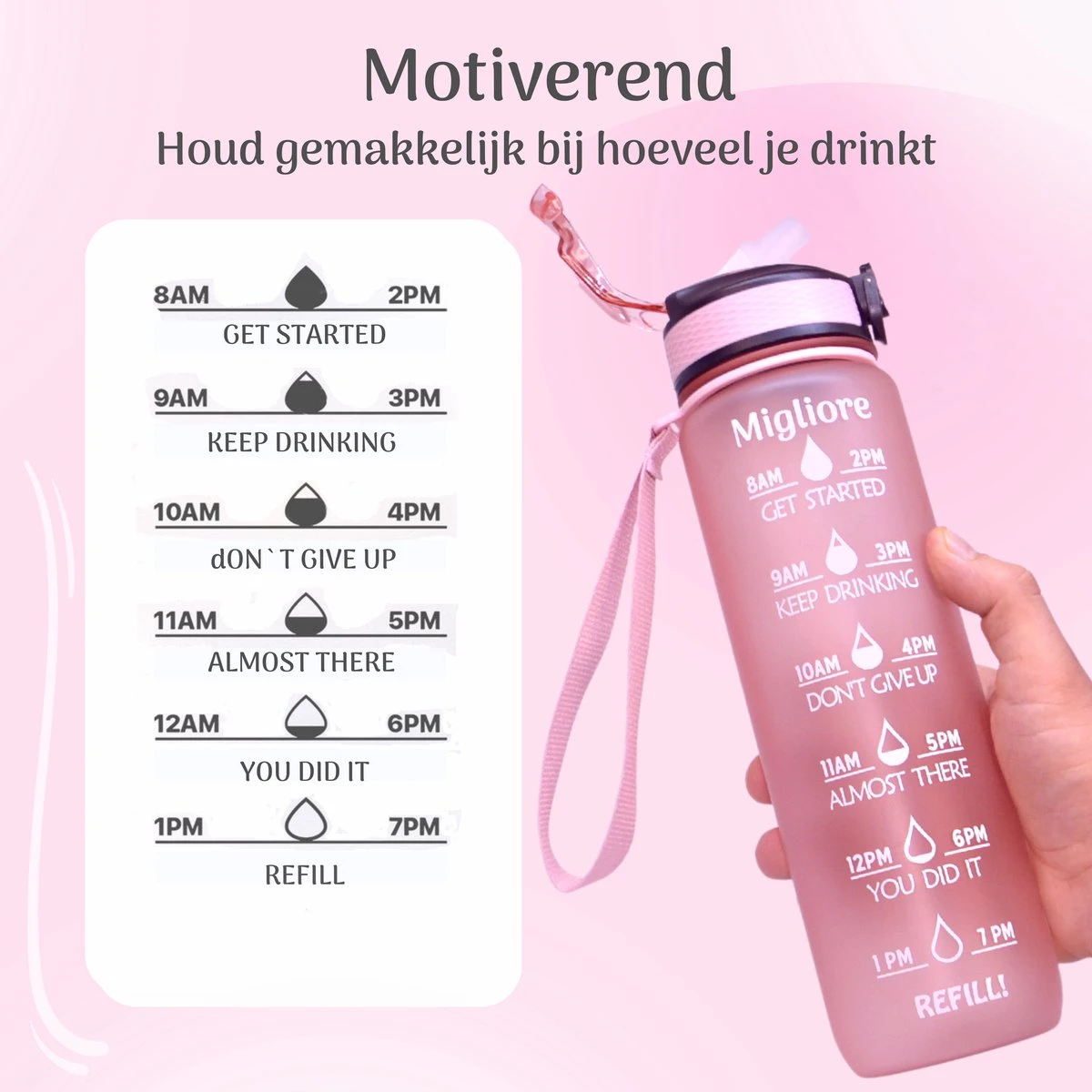 Migliore - Bidon 1 Liter - Met Rietje - BPA Vrij - Sport - Ook In 600 Ml En 2 Liter 8 Migliore - Bidon 1 Liter - Met Rietje - BPA Vrij - Sport - Ook In 600 Ml En 2 Liter - Afbeelding 6