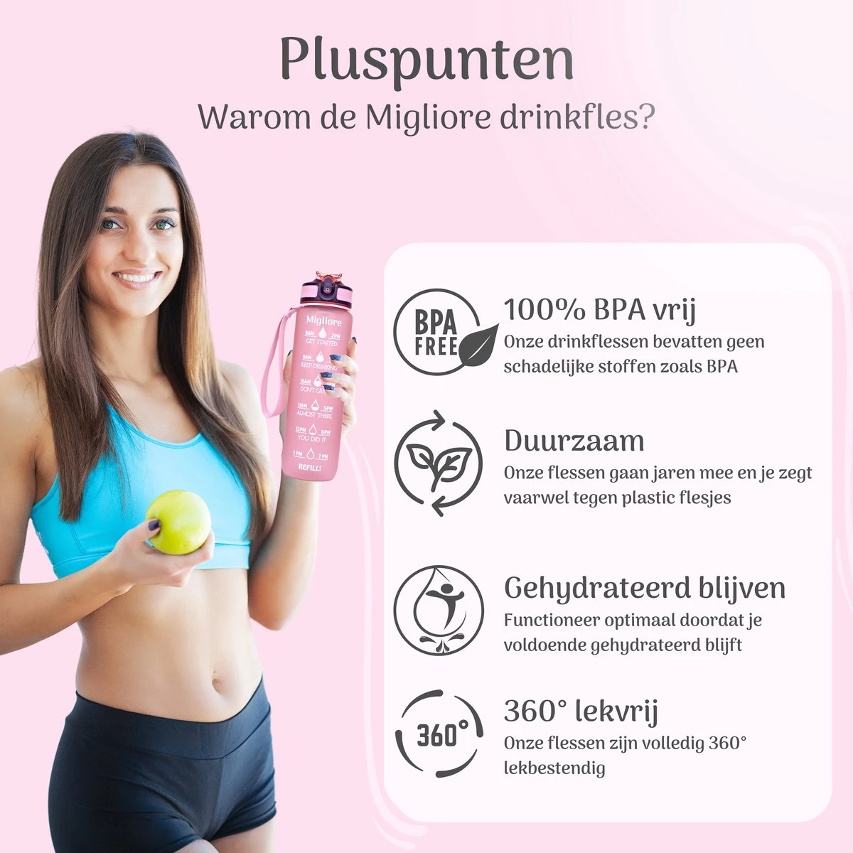Migliore - Bidon 1 Liter - Met Rietje - BPA Vrij - Sport - Ook In 600 Ml En 2 Liter 9 Migliore - Bidon 1 Liter - Met Rietje - BPA Vrij - Sport - Ook In 600 Ml En 2 Liter - Afbeelding 7