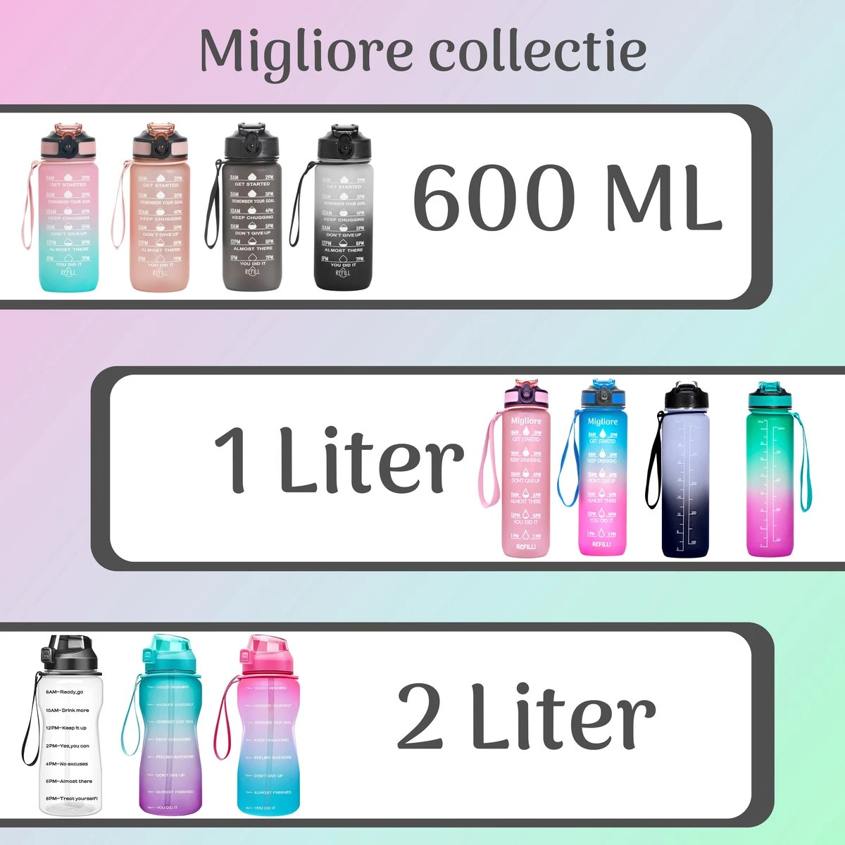 Migliore - Bidon 1 Liter - Met Rietje - BPA Vrij - Sport - Ook In 600 Ml En 2 Liter 11 Migliore - Bidon 1 Liter - Met Rietje - BPA Vrij - Sport - Ook In 600 Ml En 2 Liter - Afbeelding 9