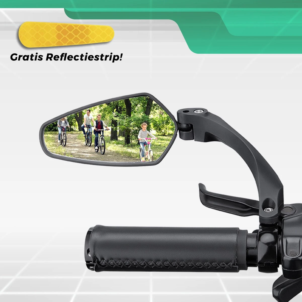 Merkloos Fietsspiegel + Reflectiestrip - Links - E-bike - Verstelbaar 360 Graden - Zwart 3 Merkloos Fietsspiegel + Reflectiestrip - Links - E-bike - Verstelbaar 360 Graden - Zwart