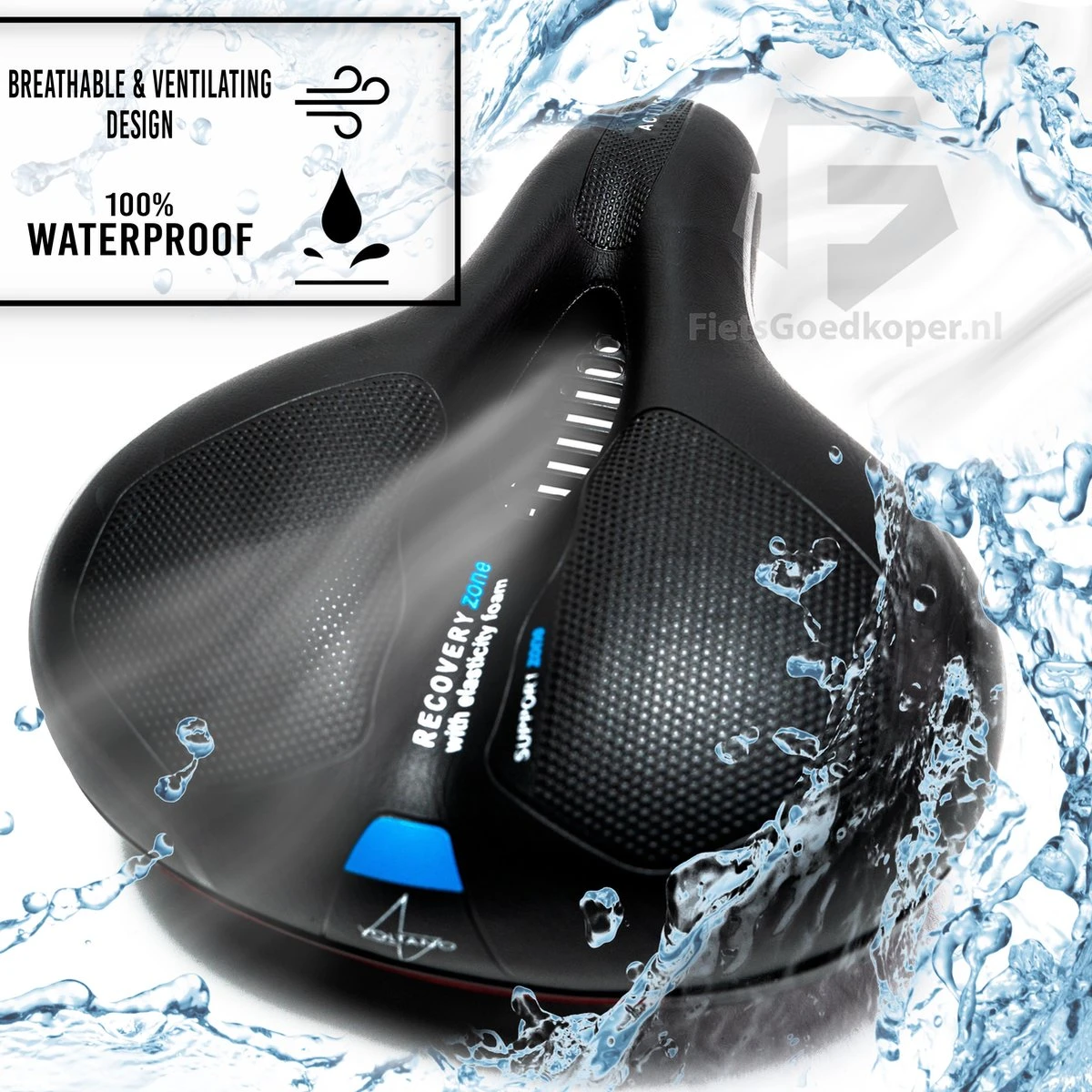 Voltano Fietszadel Met Gelpads - Zwart/Blauw - Uitsparing - Zadelvering - Unisex - Incl. Gratis Zadelstrop 5 Voltano Fietszadel Met Gelpads - Zwart/Blauw - Uitsparing - Zadelvering - Unisex - Incl. Gratis Zadelstrop - Afbeelding 3