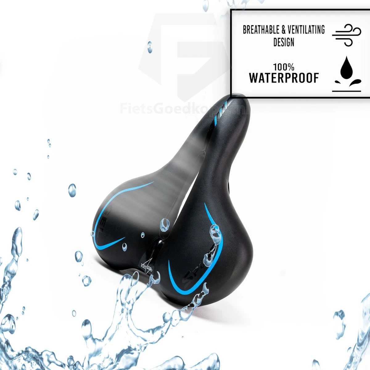 Voltano City / Tour Fietszadel - Comfortabel Gel Zadel - Met Uitsparing - Unisex - Zwart / Blauw - Elastomeren Vering Voor Extra Comfort 6 Voltano City / Tour Fietszadel - Comfortabel Gel Zadel - Met Uitsparing - Unisex - Zwart / Blauw - Elastomeren Vering Voor Extra Comfort - Afbeelding 4