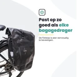 Voltano Luxe Fietstas 28L - Enkele Pakaftas - Zwart - 100% Waterdicht -BOl Winkel 1200x1200 856