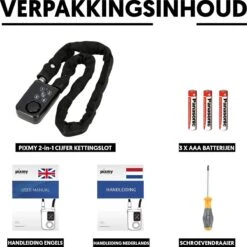 PIXMY® - 2-in-1 Fietsslot 80cm Met Alarm - Fietsslot Ketting Cijferslot Kettingslot - Fietsalarm 110db - Scooteralarm Scooterslot -BOl Winkel 1200x1200 953