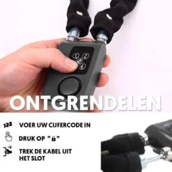 PIXMY® - 2-in-1 Fietsslot 80cm Met Alarm - Fietsslot Ketting Cijferslot Kettingslot - Fietsalarm 110db - Scooteralarm Scooterslot -BOl Winkel 1200x1200 956