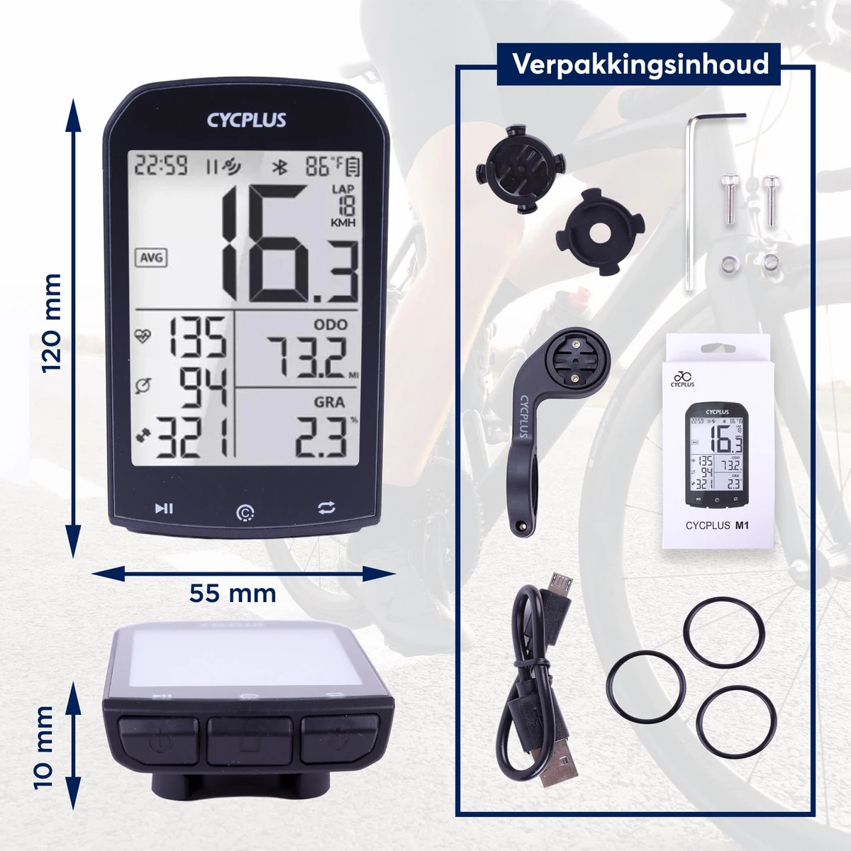 Cycplus® Draadloze & Waterbestendige Fietscomputer - Datavisualisatie D.m.v Bluetooth - Fiets GPS - Extra Groot Scherm - Zwart 6 Cycplus® Draadloze & Waterbestendige Fietscomputer - Datavisualisatie D.m.v Bluetooth - Fiets GPS - Extra Groot Scherm - Zwart - Afbeelding 4