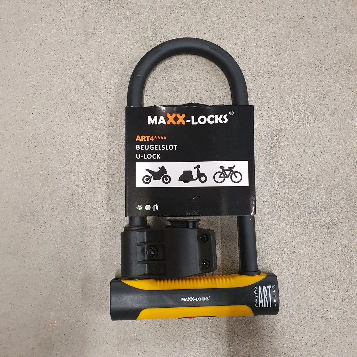 Maxx-Locks Raglan Beugelslot / Fietsslot / Motorslot / Scooterslot ART 4 - Geel - 32 Cm 5 Maxx-Locks Raglan Beugelslot / Fietsslot / Motorslot / Scooterslot ART 4 - Geel - 32 Cm - Afbeelding 3
