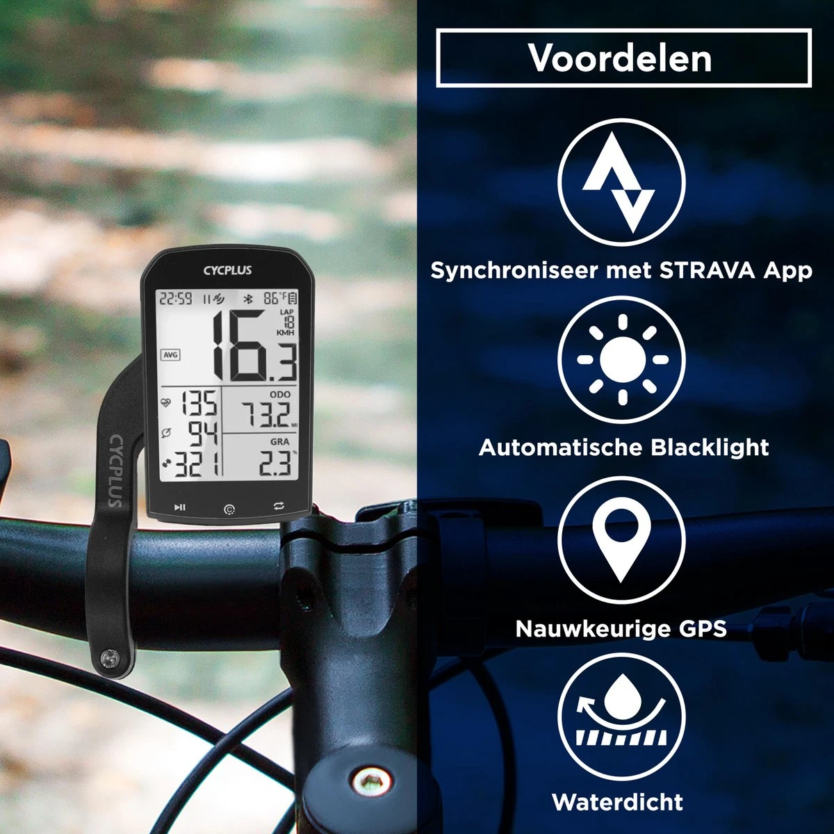 Cycplus® Draadloze & Waterbestendige Fietscomputer - Datavisualisatie D.m.v Bluetooth - Fiets GPS - Extra Groot Scherm - Zwart 10 Cycplus® Draadloze & Waterbestendige Fietscomputer - Datavisualisatie D.m.v Bluetooth - Fiets GPS - Extra Groot Scherm - Zwart - Afbeelding 8