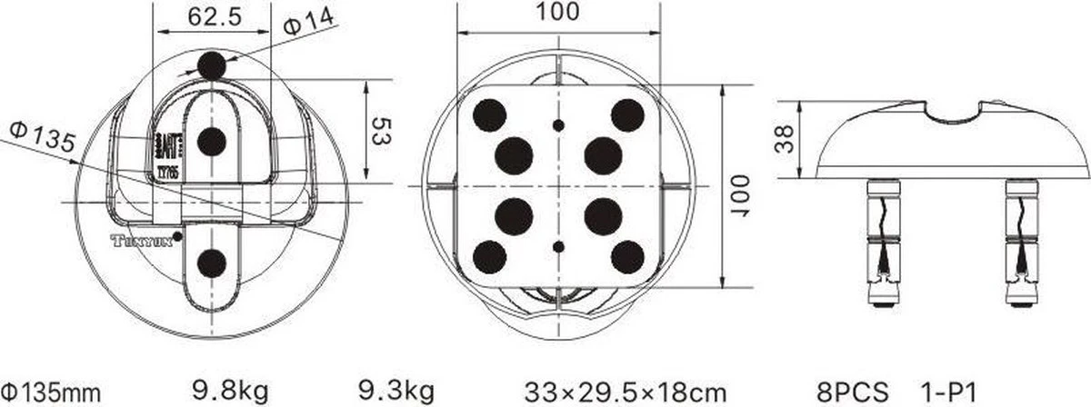 VINZ Everest ART 4 Goedgekeurd Muuranker / Wandanker / Vloeranker / Muurbeugel 5 VINZ Everest ART 4 Goedgekeurd Muuranker / Wandanker / Vloeranker / Muurbeugel - Afbeelding 3