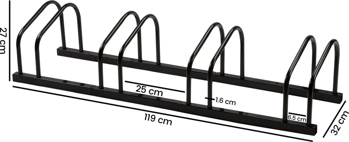 Alora Fietsenrek Voor 4 Fietsen Zwart- Met Muurbevestiging - Fietsen Rek 8 Alora Fietsenrek Voor 4 Fietsen Zwart- Met Muurbevestiging - Fietsen Rek - Afbeelding 6