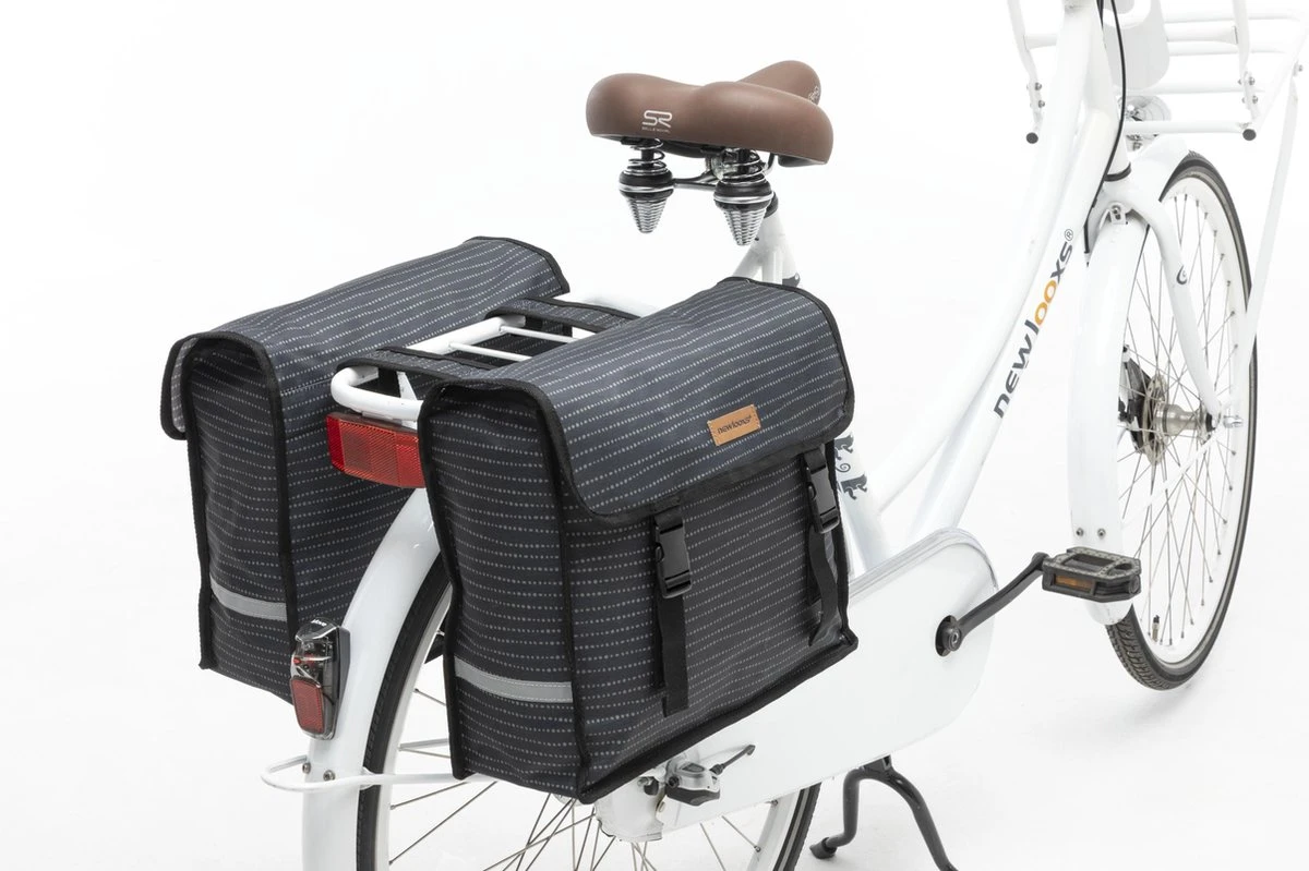 New Looxs Fiori Double Nomi Dubbele Fietstas - 30 Liter - Zwart 7 New Looxs Fiori Double Nomi Dubbele Fietstas - 30 Liter - Zwart - Afbeelding 5