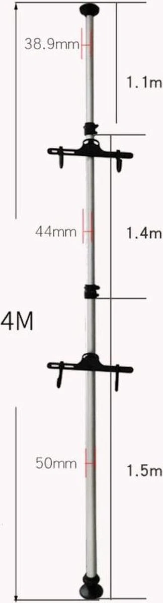 Merkloos Decopatent® PRO Plafond Fiets Ophangsysteem Voor 2 Fietsen - Staand Fietsenrek 2 Fietsen - Fietsenhouder Met Telescoop Opbergstang 7 Merkloos Decopatent® PRO Plafond Fiets Ophangsysteem Voor 2 Fietsen - Staand Fietsenrek 2 Fietsen - Fietsenhouder Met Telescoop Opbergstang - Afbeelding 5