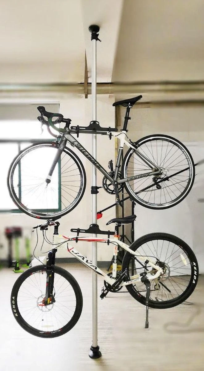 Merkloos Decopatent® PRO Plafond Fiets Ophangsysteem Voor 2 Fietsen - Staand Fietsenrek 2 Fietsen - Fietsenhouder Met Telescoop Opbergstang 10 Merkloos Decopatent® PRO Plafond Fiets Ophangsysteem Voor 2 Fietsen - Staand Fietsenrek 2 Fietsen - Fietsenhouder Met Telescoop Opbergstang - Afbeelding 8