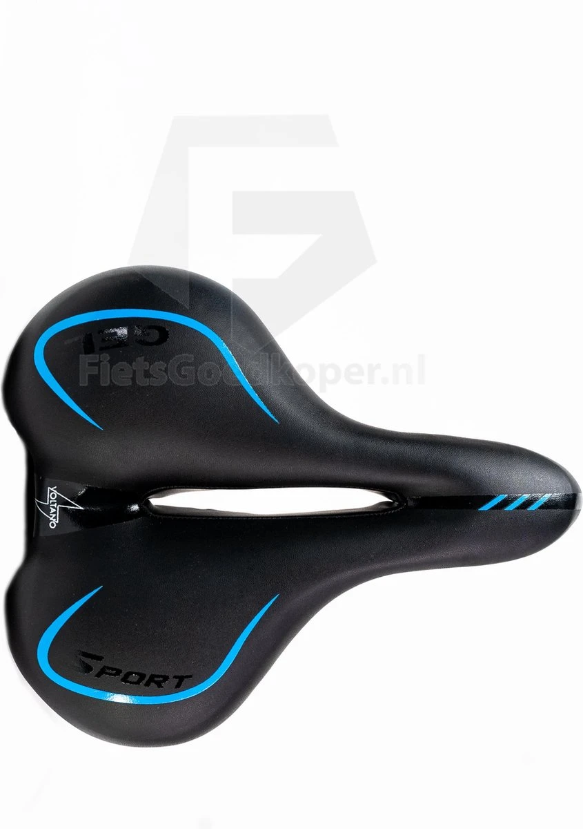 Voltano City / Tour Fietszadel - Comfortabel Gel Zadel - Met Uitsparing - Unisex - Zwart / Blauw - Elastomeren Vering Voor Extra Comfort 9 Voltano City / Tour Fietszadel - Comfortabel Gel Zadel - Met Uitsparing - Unisex - Zwart / Blauw - Elastomeren Vering Voor Extra Comfort - Afbeelding 7
