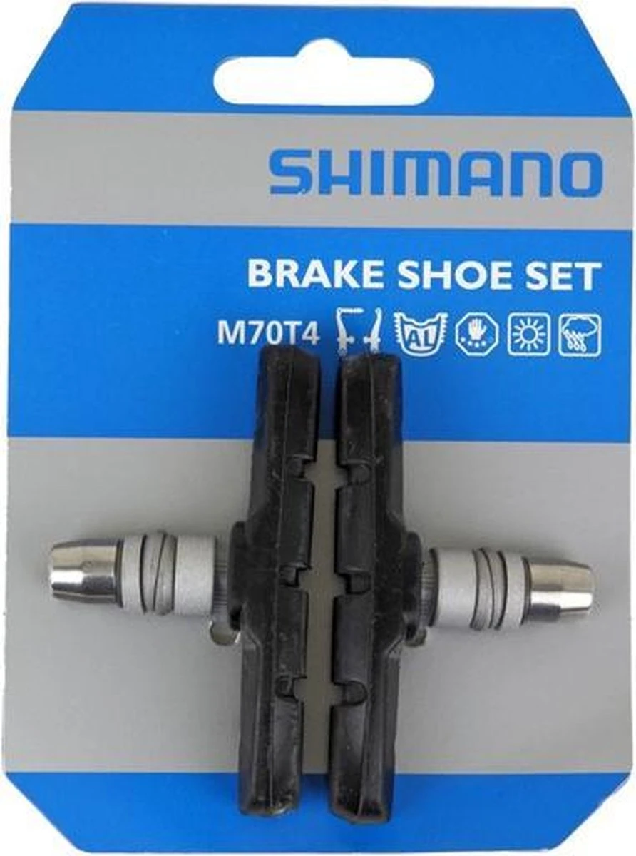 Shimano Remblokken M70t4 V-brake Rubber Zwart/zilver 3 Shimano Remblokken M70t4 V-brake Rubber Zwart/zilver
