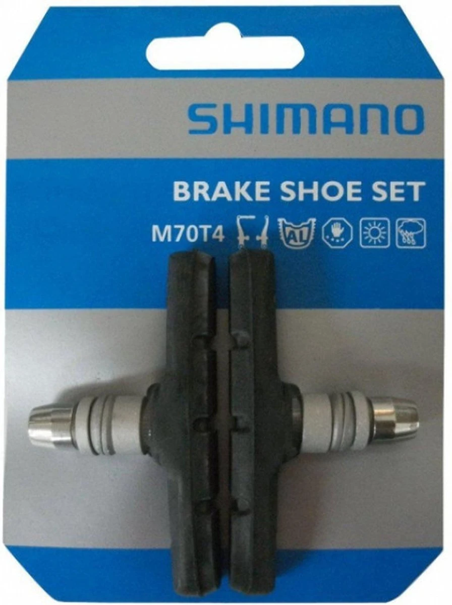 Shimano Remblokken M70t4 V-brake Rubber Zwart/zilver 4 Shimano Remblokken M70t4 V-brake Rubber Zwart/zilver - Afbeelding 2