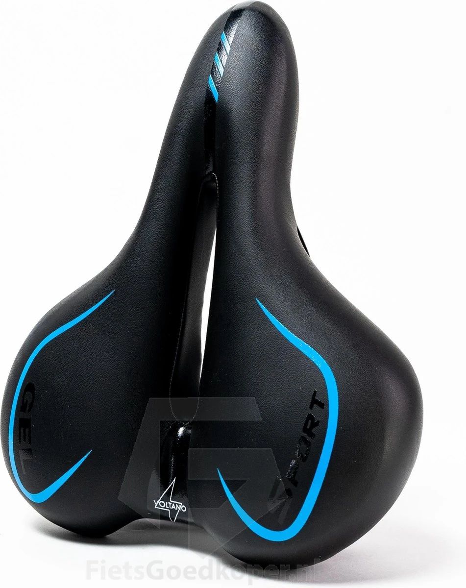 Voltano City / Tour Fietszadel - Comfortabel Gel Zadel - Met Uitsparing - Unisex - Zwart / Blauw - Elastomeren Vering Voor Extra Comfort 3 Voltano City / Tour Fietszadel - Comfortabel Gel Zadel - Met Uitsparing - Unisex - Zwart / Blauw - Elastomeren Vering Voor Extra Comfort