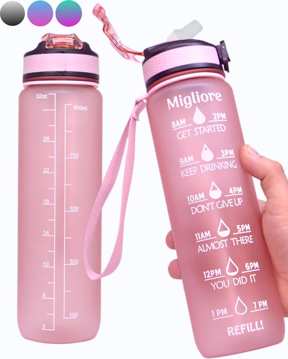 Migliore - Bidon 1 Liter - Met Rietje - BPA Vrij - Sport - Ook In 600 Ml En 2 Liter 3 Migliore - Bidon 1 Liter - Met Rietje - BPA Vrij - Sport - Ook In 600 Ml En 2 Liter